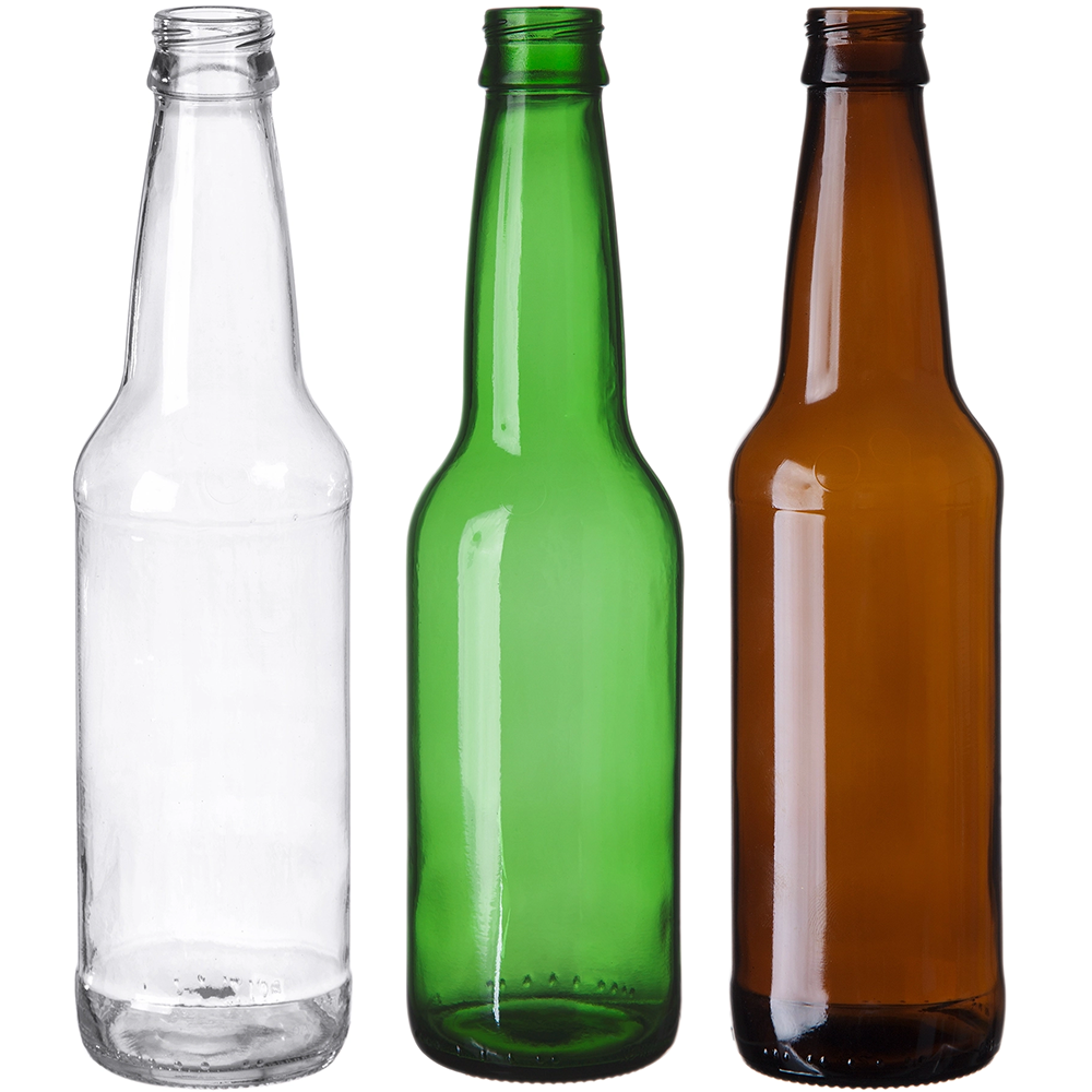 12 oz. (355 ml) Emerald Green/Amber/Flint Glass Long Neck Beer Bottle, Twist-Off Crown