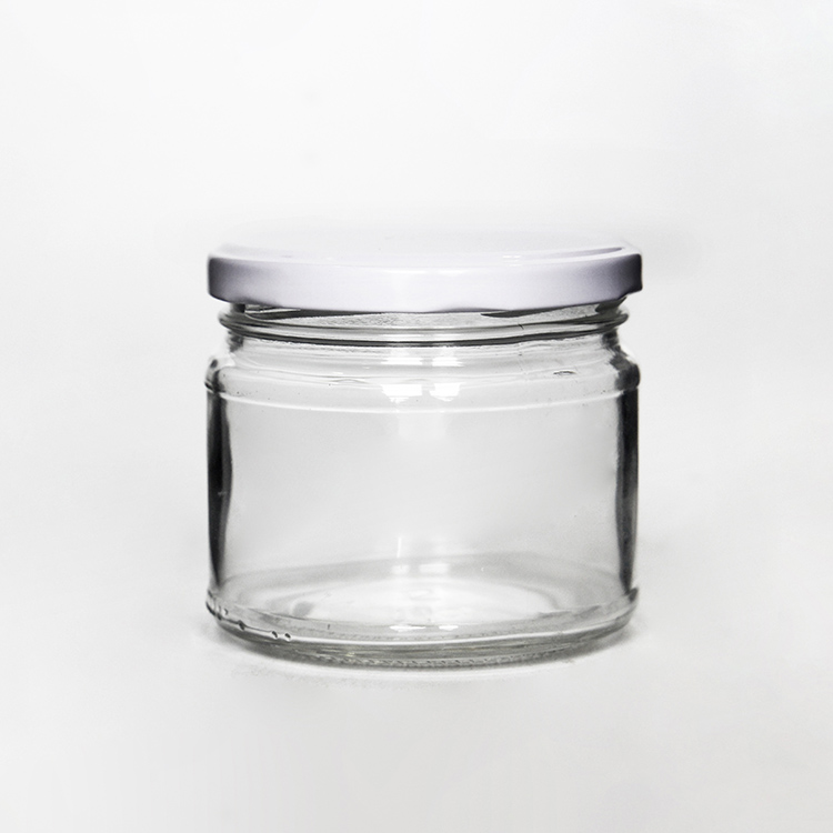 Clear Clear Straight Sided Glass Jars w/ Silver Metal Lug Caps