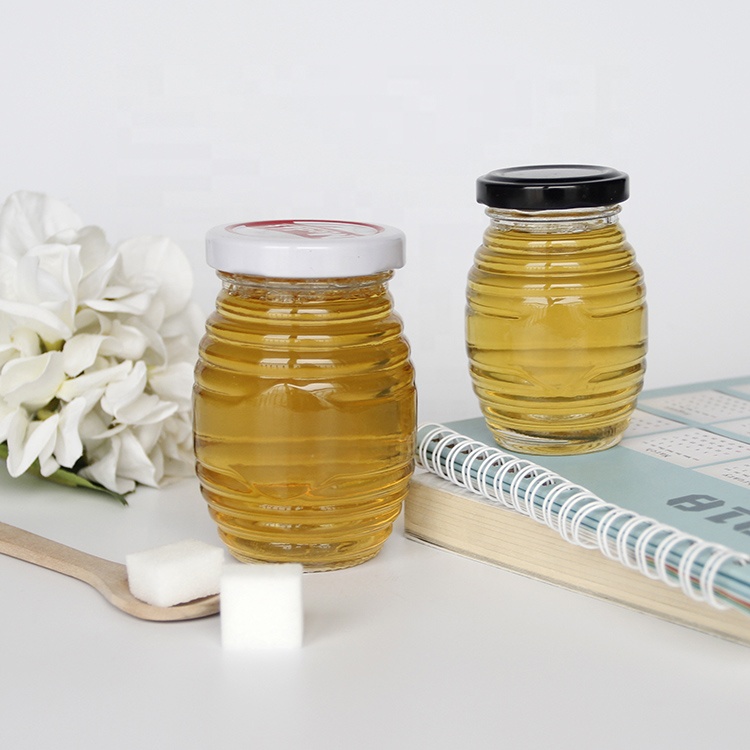 Reusable Clear 100g 250g 500g 1000g Thread Glass Honey Jar With Metal Lid