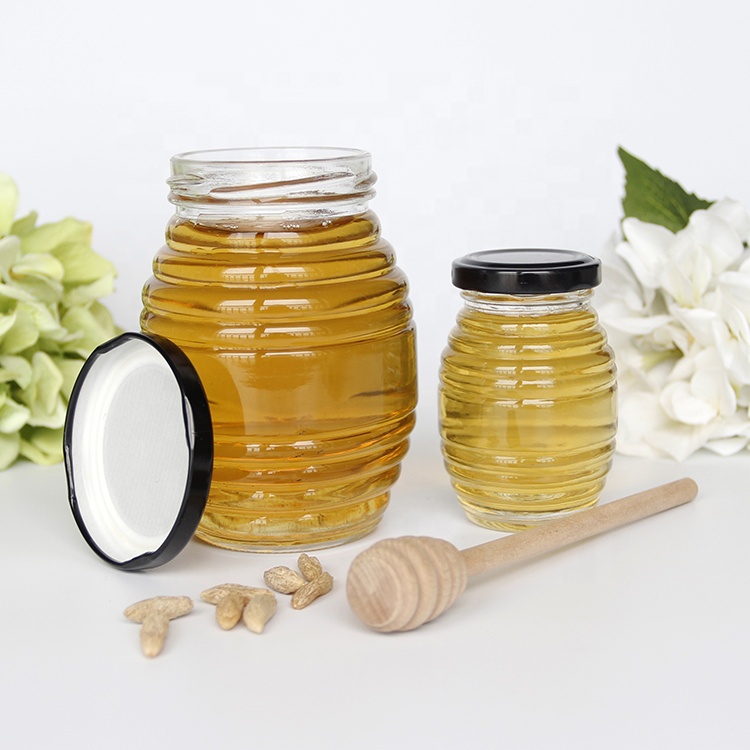 Reusable Clear 100g 250g 500g 1000g Thread Glass Honey Jar With Metal Lid