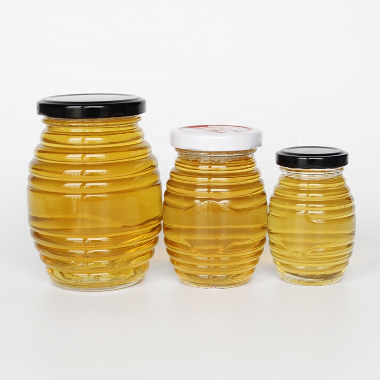 Reusable Clear 100g 250g 500g 1000g Thread Glass Honey Jar With Metal Lid