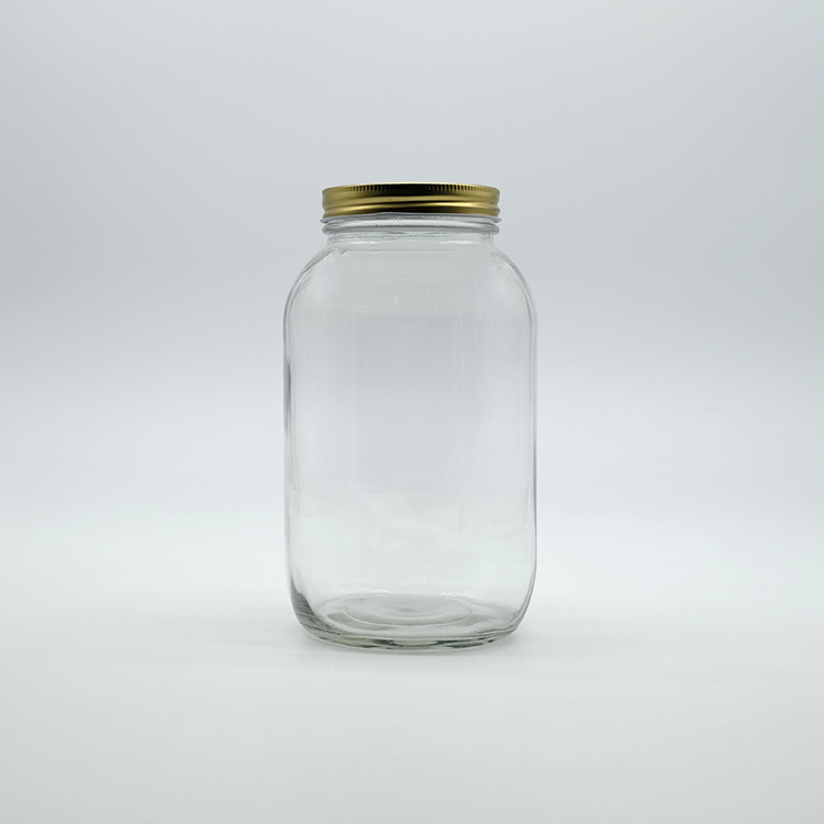 64 OZ Glass Embossed Mason Jar with 86 Wide Mouth Metal Lid