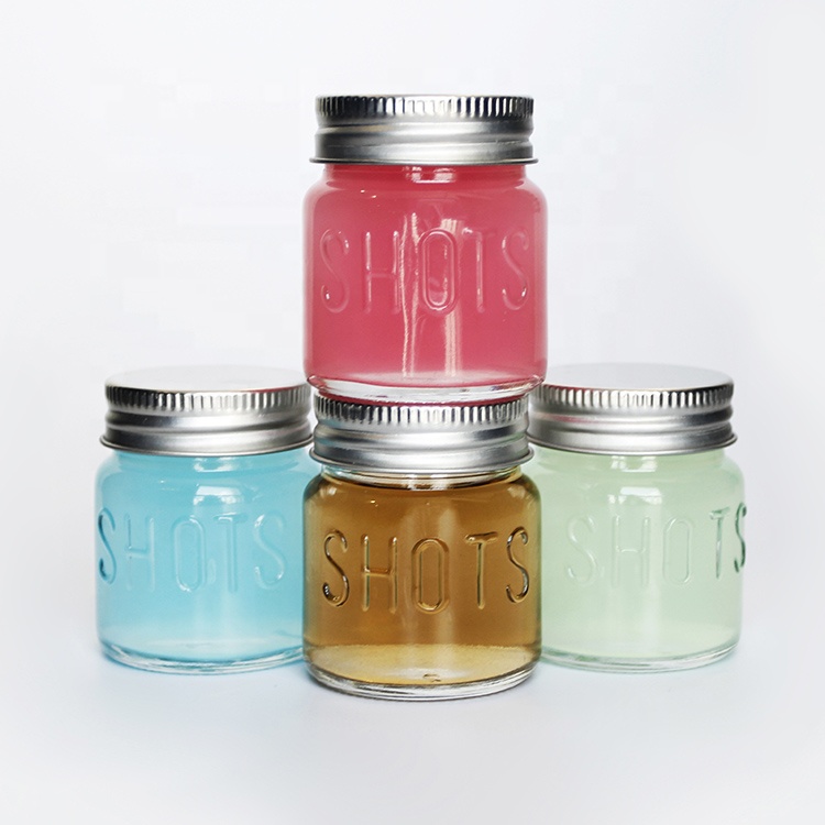 Clear 2oz Glass Shots Jar with Screw Metal Lid