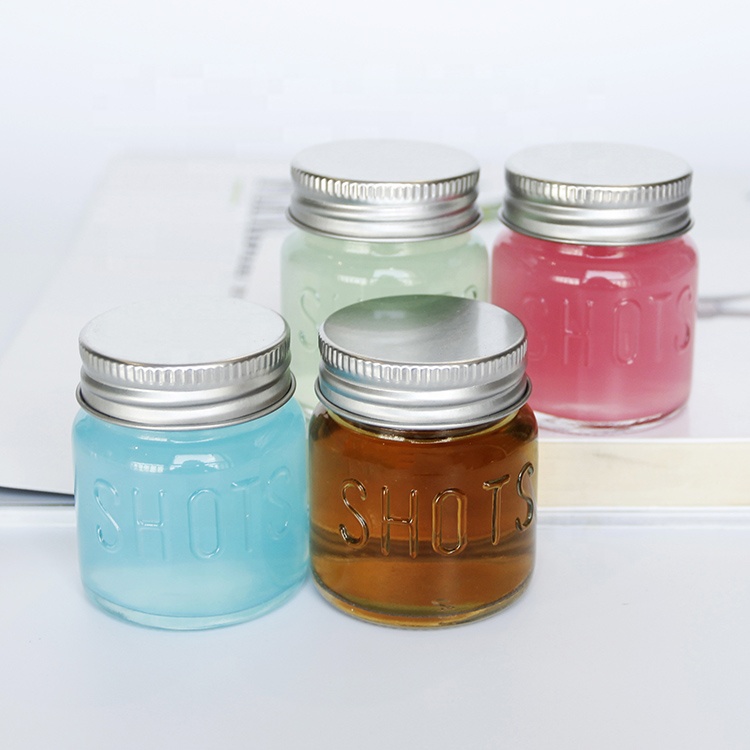 Clear 2oz Glass Shots Jar with Screw Metal Lid