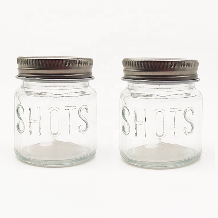 Clear 2oz Glass Shots Jar with Screw Metal Lid