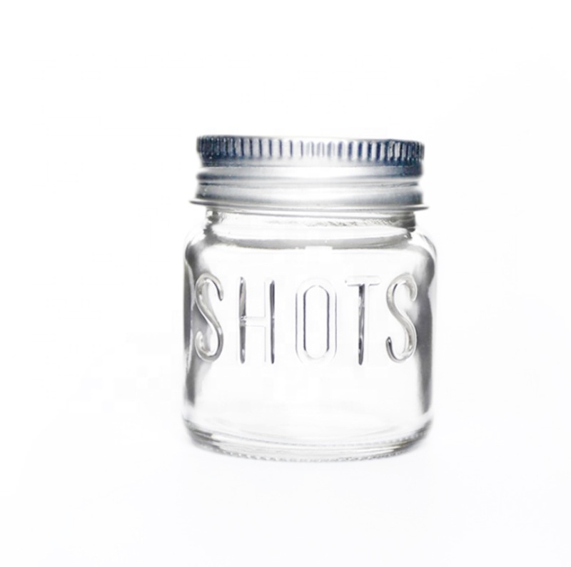 Clear 2oz Glass Shots Jar with Screw Metal Lid