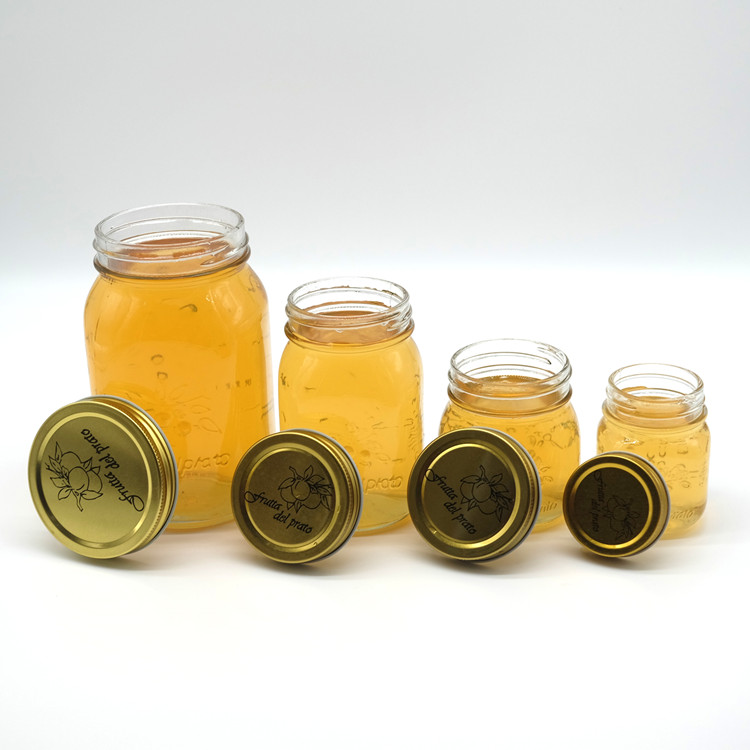 Clear Classic Glass Emboss Mason Jar with 70mm Metal Lid