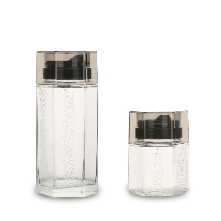 Crystal Glass Hexagonal Glass Pure Honey Bottle With Pouting Lid And PP Cover 250ml 350ml 500ml
