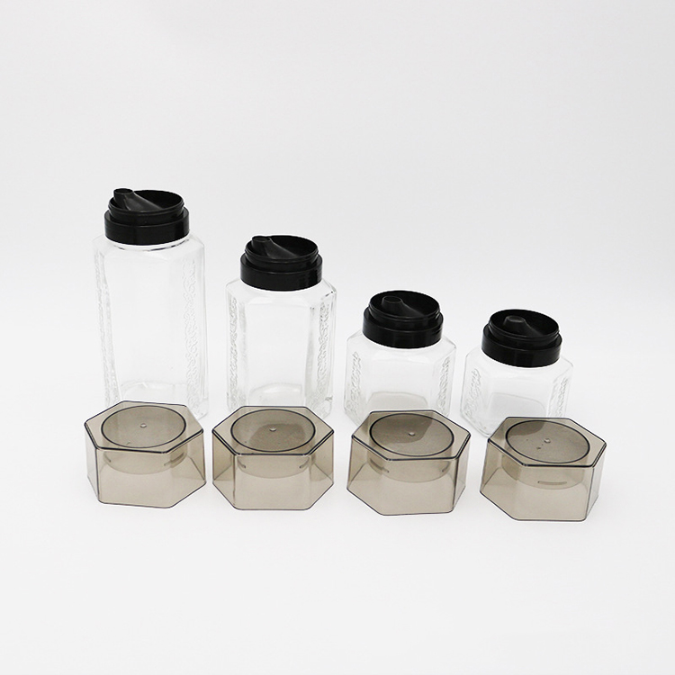 Crystal Glass Hexagonal Glass Pure Honey Bottle With Pouting Lid And PP Cover 250ml 350ml 500ml