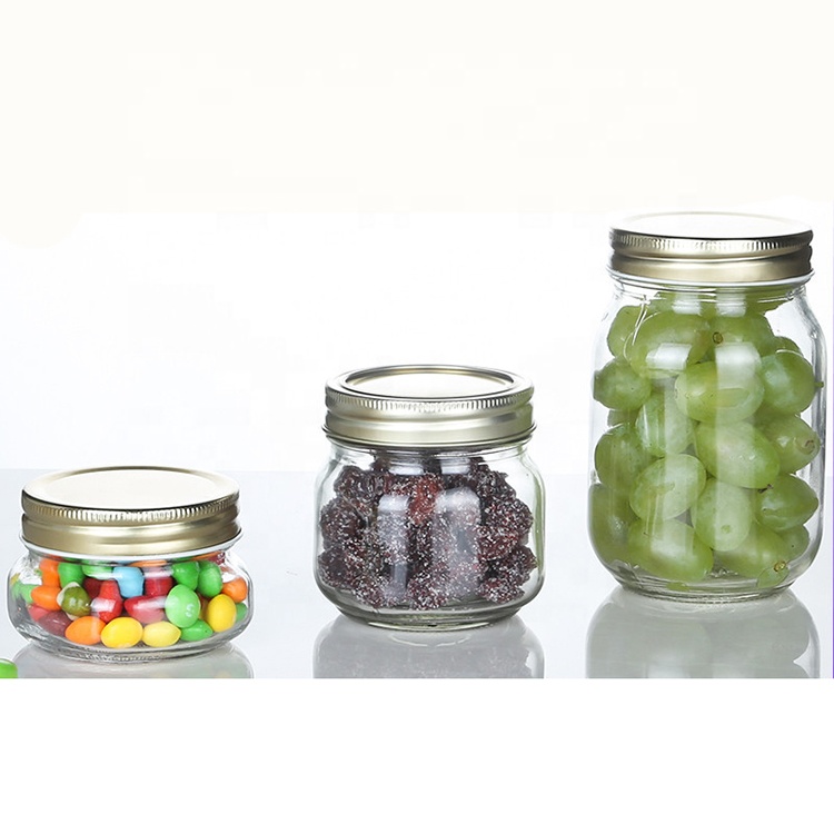 Wholesale Clear Mason Jar with 54mm 70mm Screw Metal Lid No Emboosed