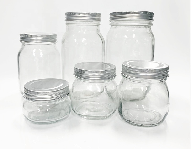 Clear Square Round Mason Jar with 70mm 86mm Metal Lid