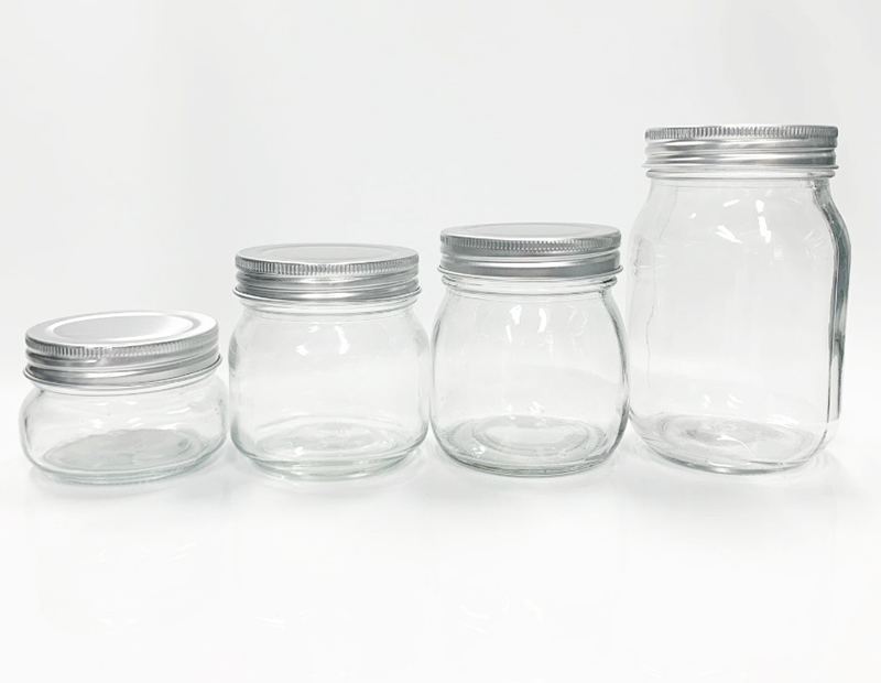 Clear Square Round Mason Jar with 70mm 86mm Metal Lid