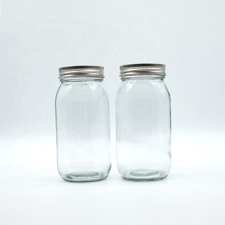 Clear Glass Round Mason Jar with 70MM Metal Lid