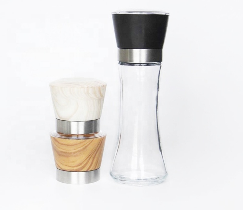 Various Size Glass Jar Bottle with Grinder Cap in Kitchen