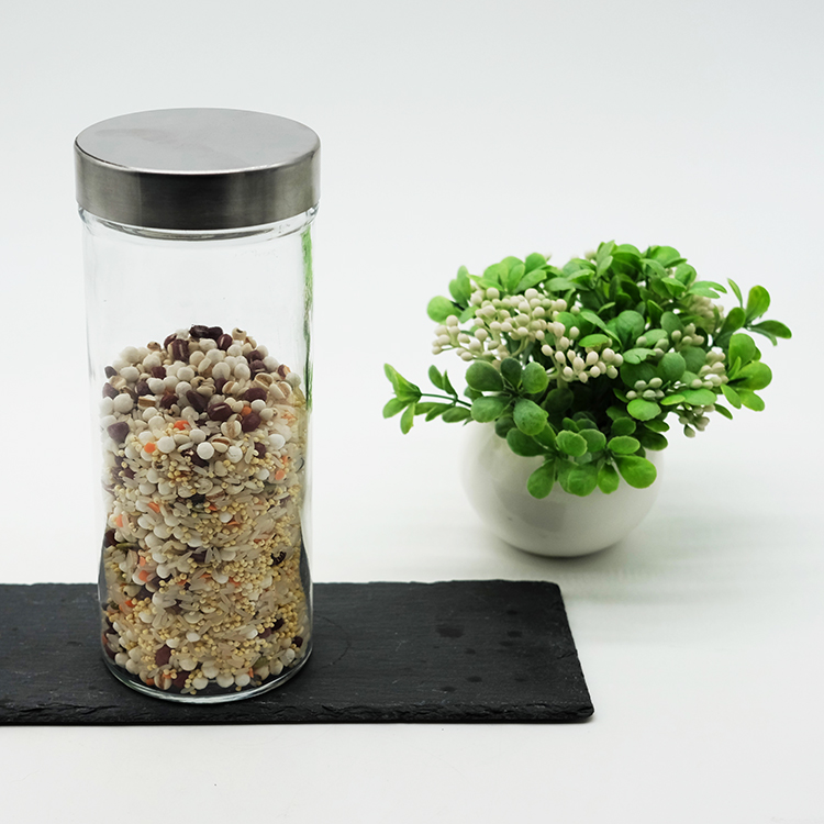 Glass Canisters And Spice Jar Set With Stainless Steel Airtight Screw On Lids