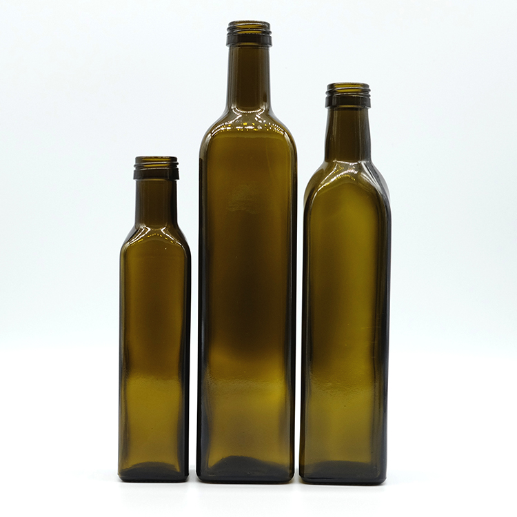 Glass Clear Amber Green Olive Oil Bottle with Plastic Cap