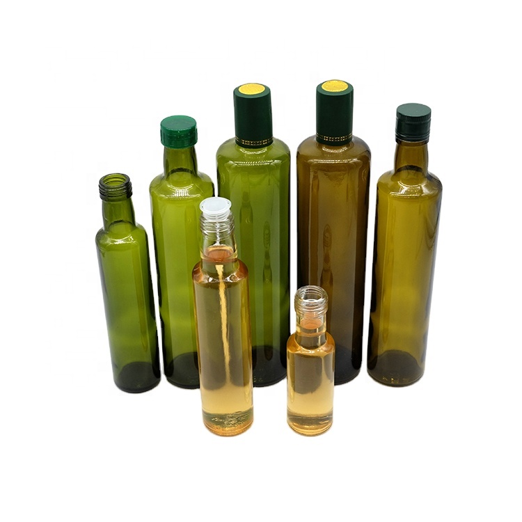 Glass Clear Amber Green Olive Oil Bottle with Plastic Cap