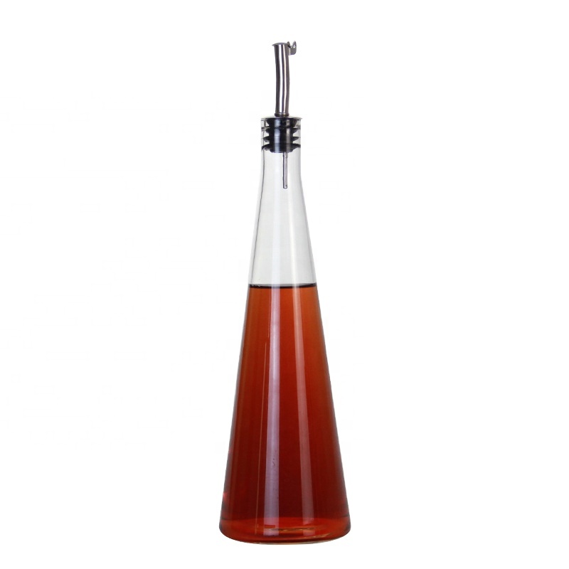 Glass Cone Shaped Oil Bottle with Pour Spout