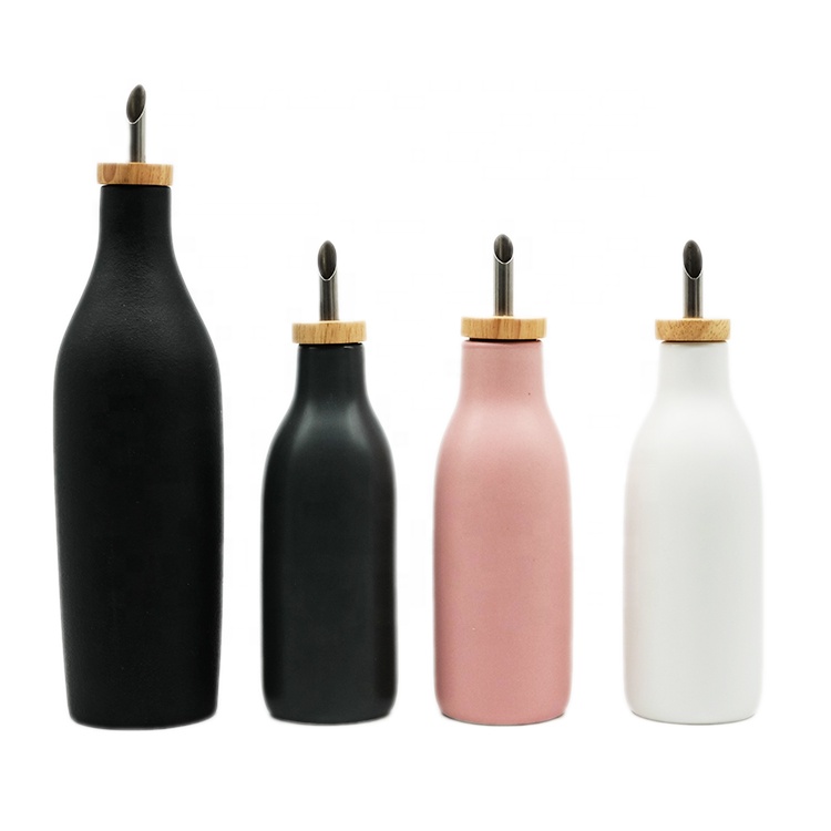 White Black Pink Gray Ceramic Bottles with Pour Lid