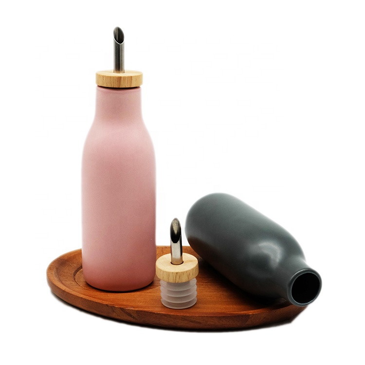 White Black Pink Gray Ceramic Bottles with Pour Lid