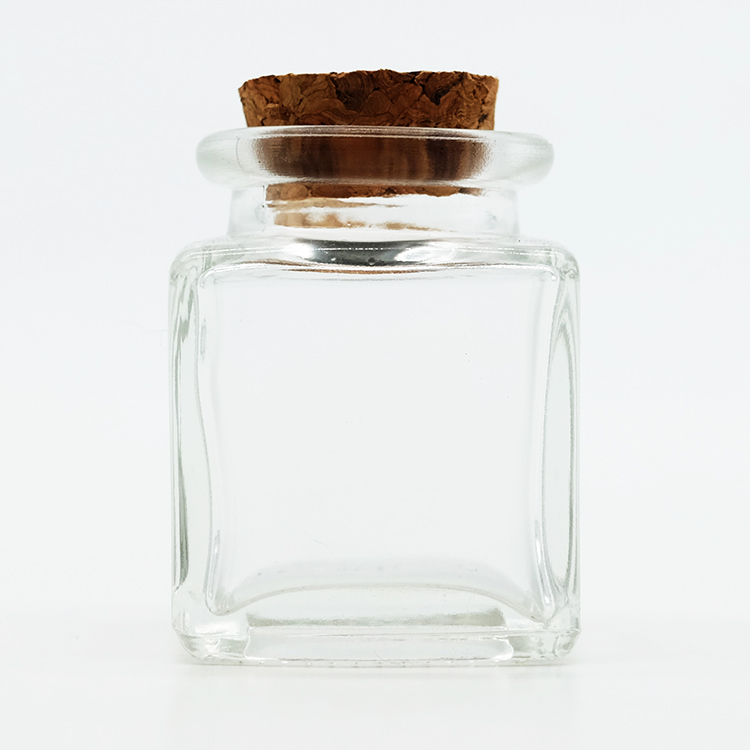 50ml  250ml 350ml 500ml Square Glass Jar with Wooden Cork, Glass Storage Jar