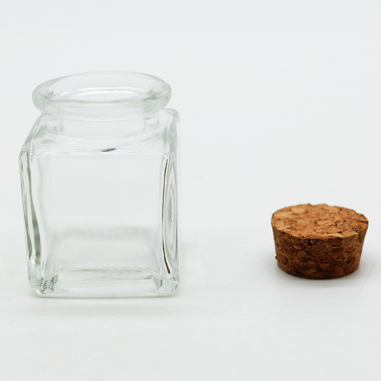 50ml  250ml 350ml 500ml Square Glass Jar with Wooden Cork, Glass Storage Jar