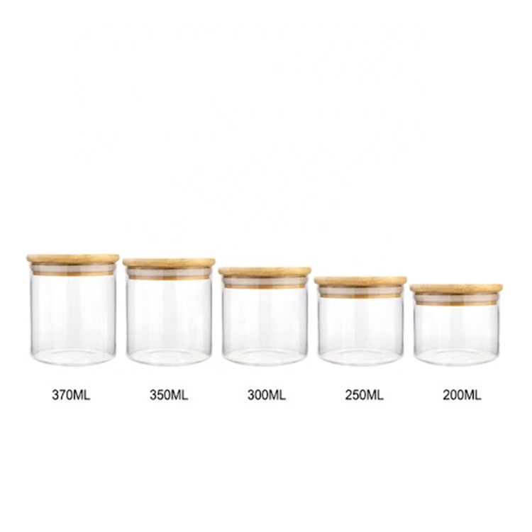 Borosilicate Glass Food Jars with wooden lids Good for storing Coffee Tea Beans