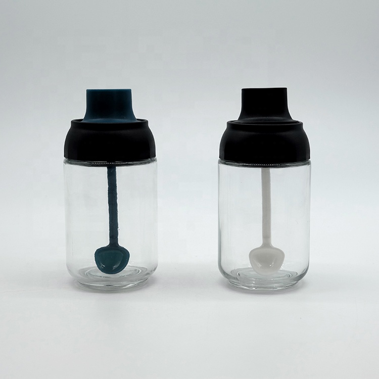 Transparent Glass Jar with Plastic Spoon Lid