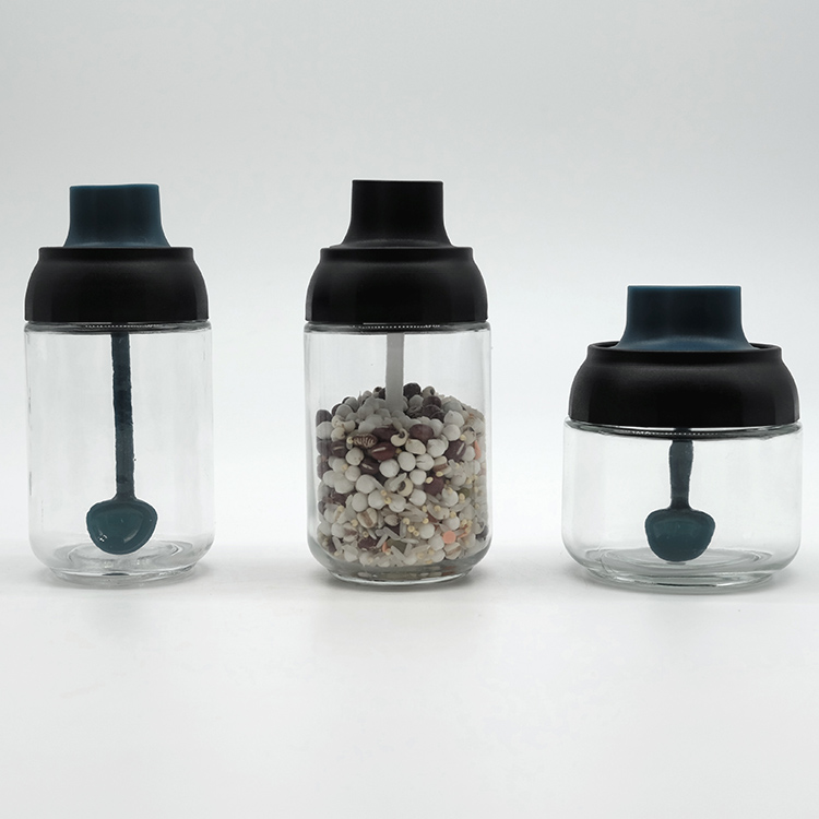 Transparent Glass Jar with Plastic Spoon Lid