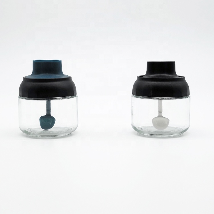 Transparent Glass Jar with Plastic Spoon Lid