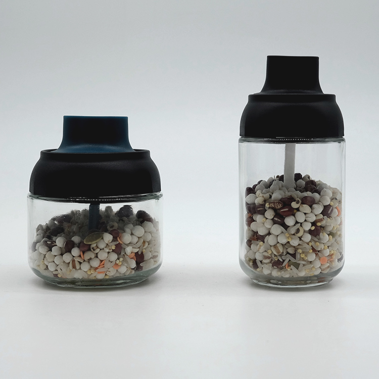 Transparent Glass Jar with Plastic Spoon Lid