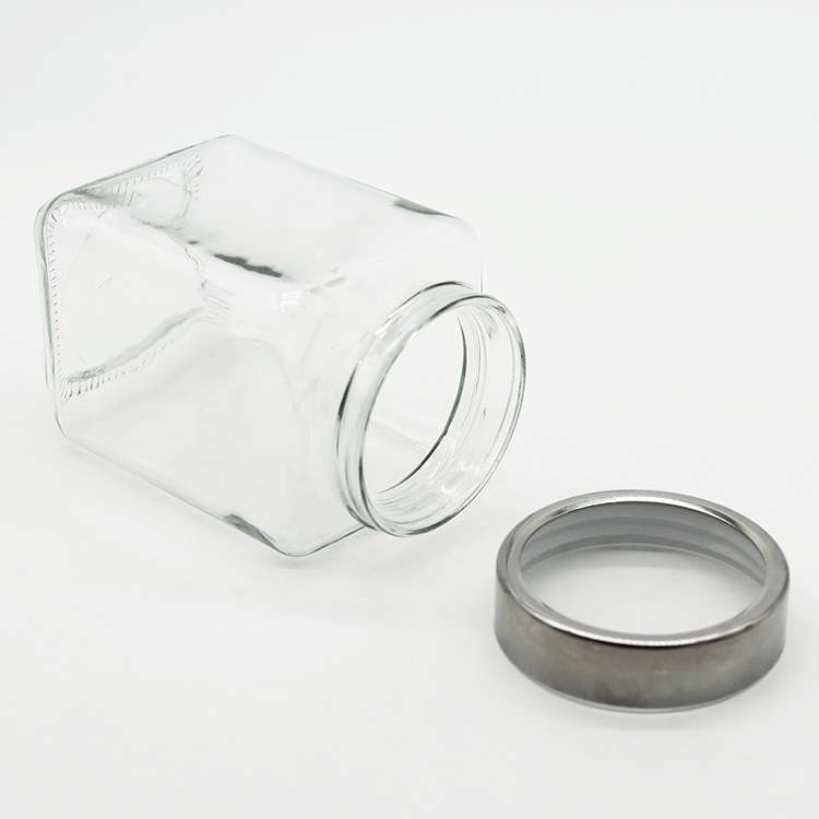 Square Glass Canister with Screw-on Lids, 71oz 57oz 41oz 27oz Kitchen Container Glass