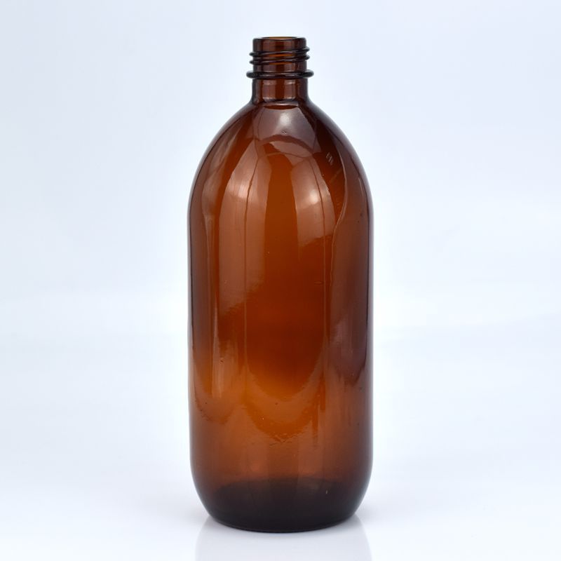 Amber Round Cough Syrup Pharmaceutical Glass Bottle With Aluminum Lid