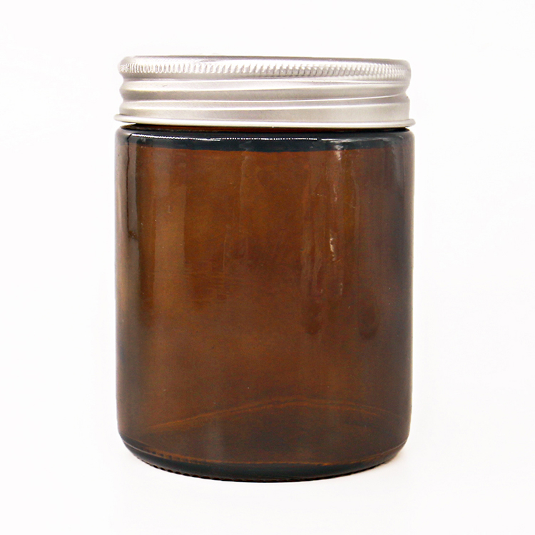 4oz 8oz 16oz 32oz Amber Glass Candle Jar With Plastic Liner Lid, Empty Round Cosmetic Glass Jar