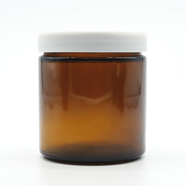 4oz 8oz 16oz 32oz Amber Glass Candle Jar With Plastic Liner Lid, Empty Round Cosmetic Glass Jar