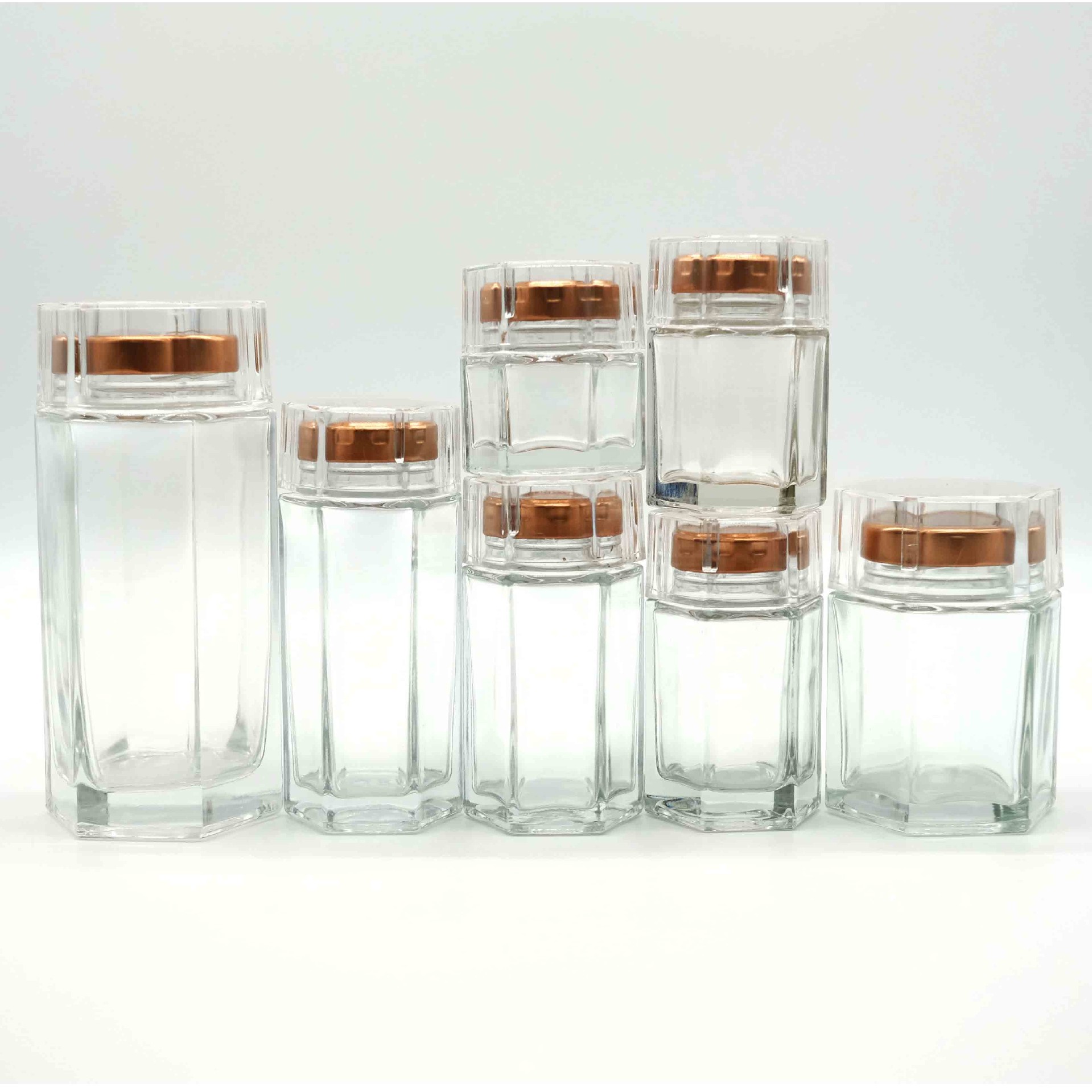 Various Size Luxury Glass Jar with Metal Lid