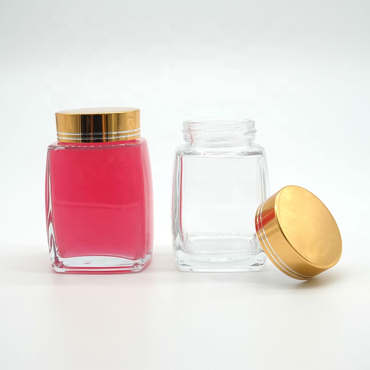 Square Glass Honey Jar with Screw Lid