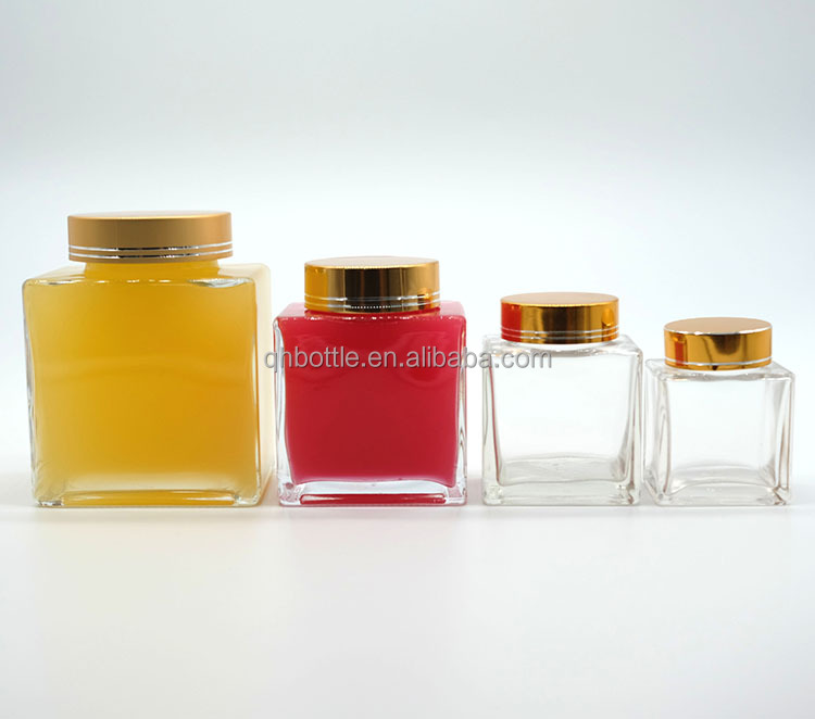 Square Glass Honey Jar with Screw Lid