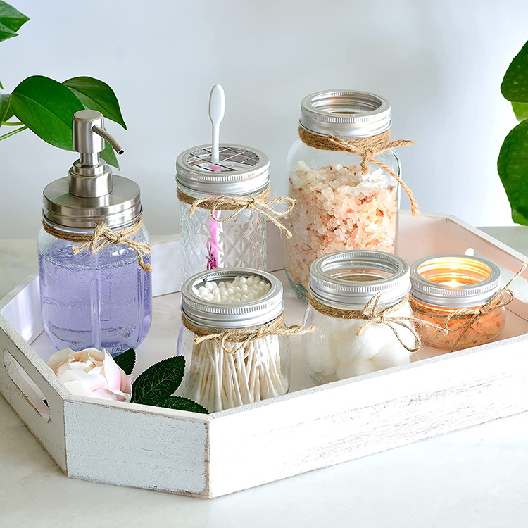 Mason Jar Bathroom Gift Set-Lotion/Soap Dispenser, Toothbrush Holder, Storage Jars