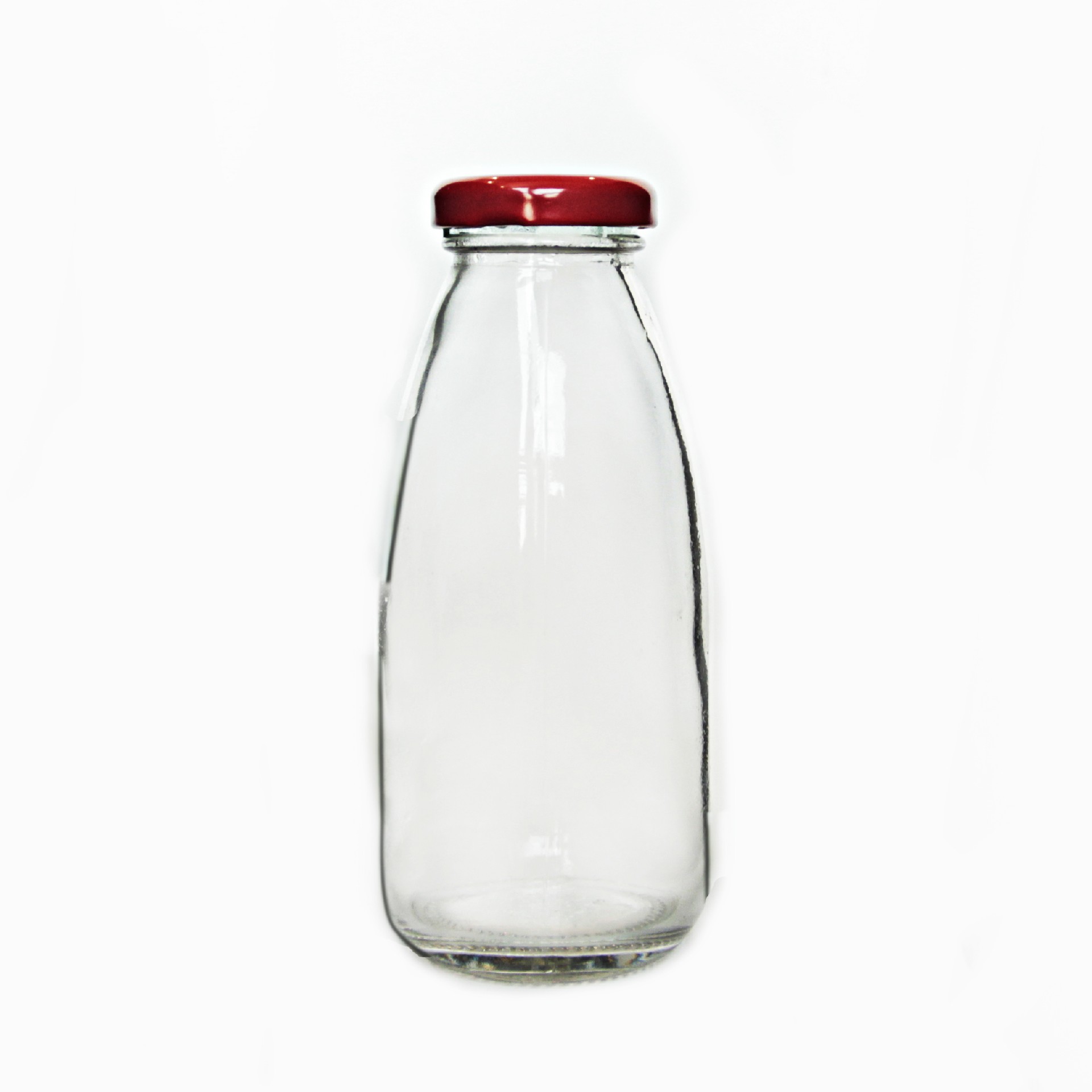 Round Clear Glass Milk Bottle with Metal Lid
