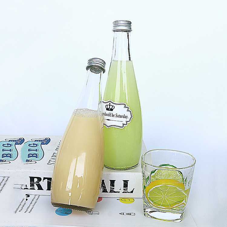 330ml 500ml Clear Glass Juice Bottle, Glass Smoothie Bottle, Round Glass With Aluminum Lid