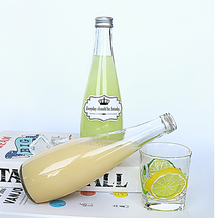 330ml 500ml Clear Glass Juice Bottle, Glass Smoothie Bottle, Round Glass With Aluminum Lid