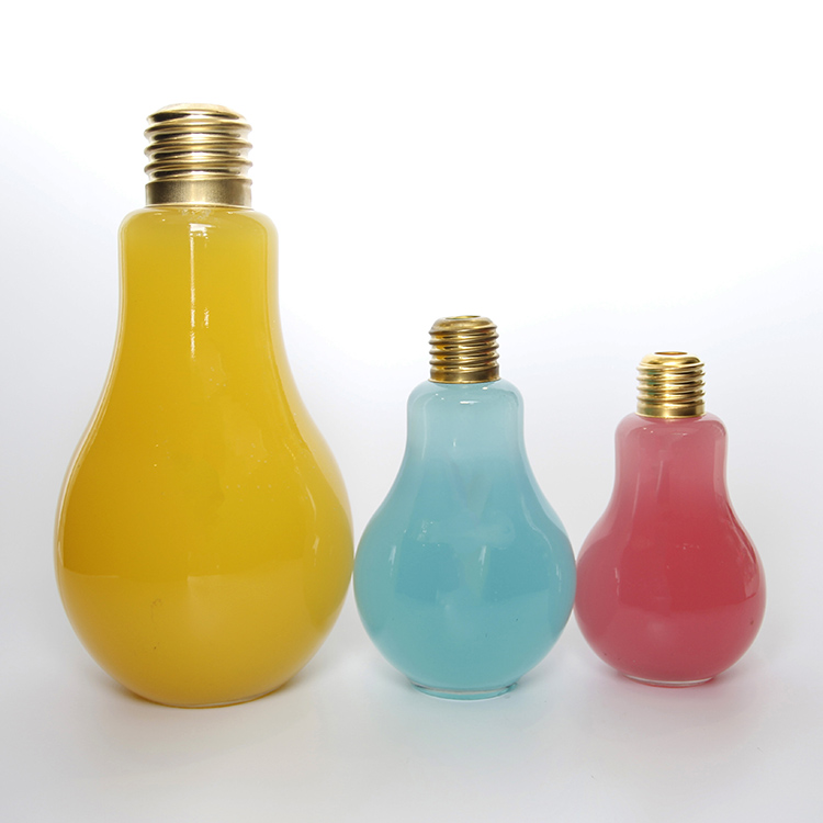 Decorate Light Bulb Glass Bottle Unique Shape Milk Glass Bottle 16oz Bottle With Screw Cap