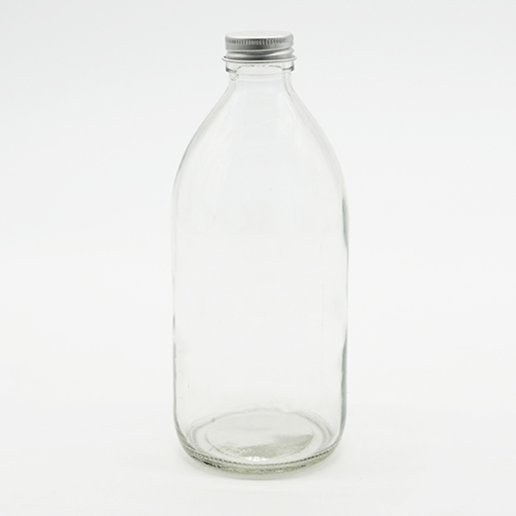 Reusable Glass Juice Bottles 330ml 500ml Soda Water Glass Bottle With 28mm Aluminum lid