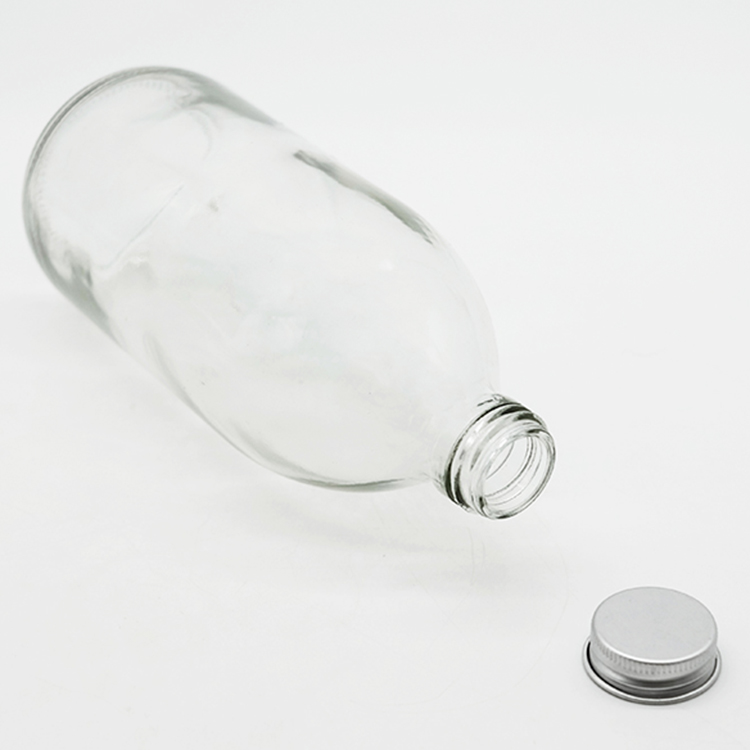 Reusable Glass Juice Bottles 330ml 500ml Soda Water Glass Bottle With 28mm Aluminum lid