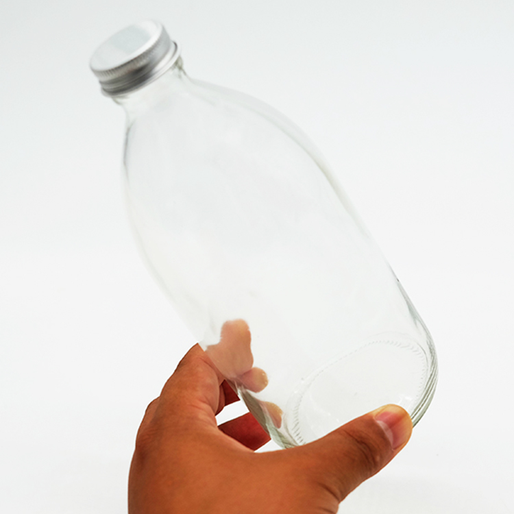 Reusable Glass Juice Bottles 330ml 500ml Soda Water Glass Bottle With 28mm Aluminum lid