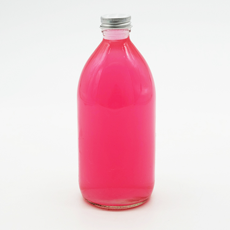 Reusable Glass Juice Bottles 330ml 500ml Soda Water Glass Bottle With 28mm Aluminum lid