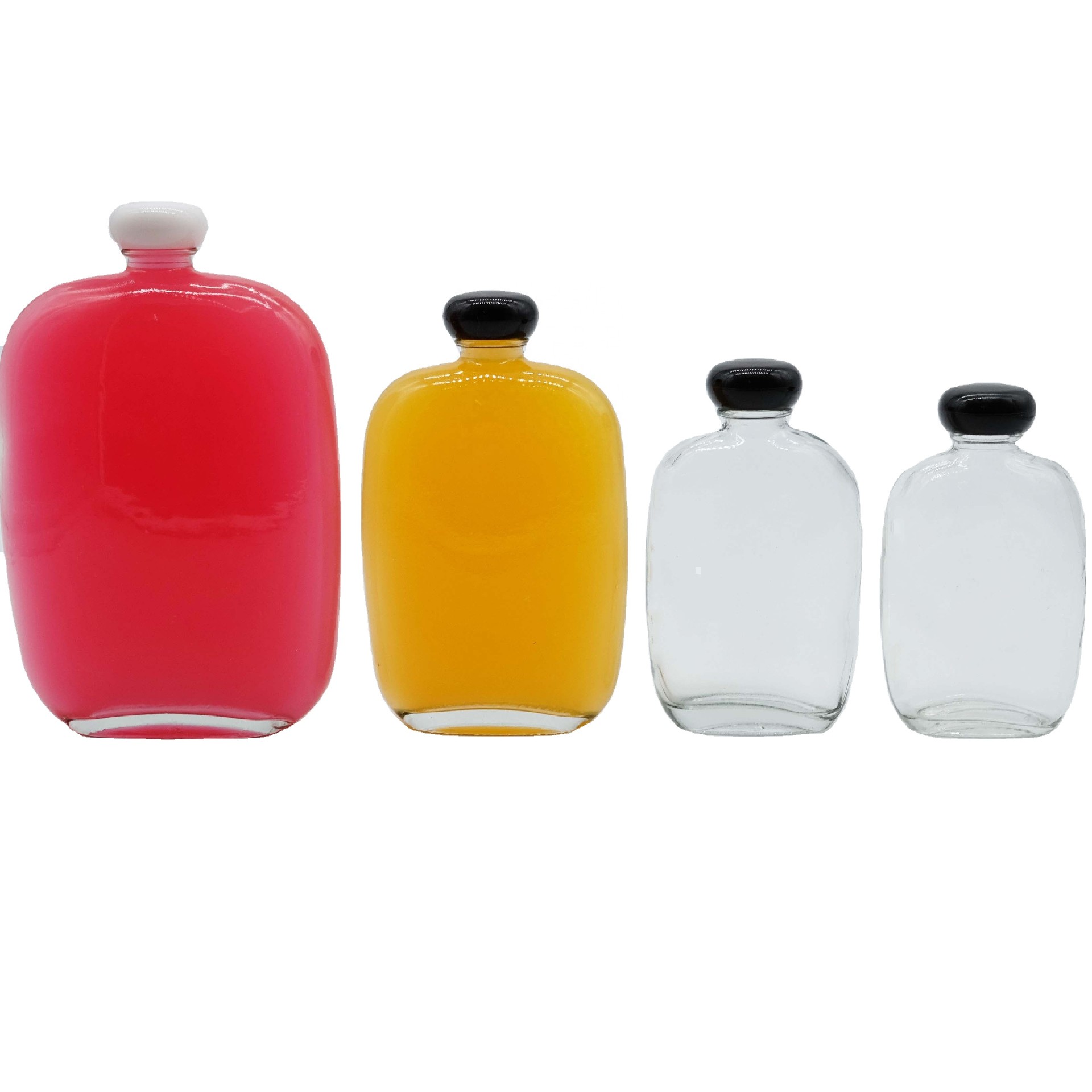Wholesale High Flint Glass Flat Wine Bottles with Caps