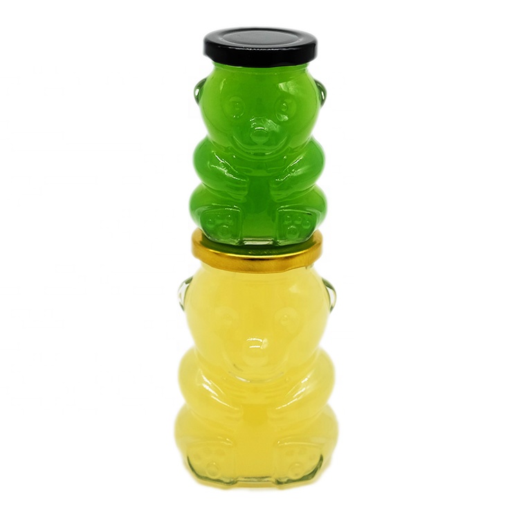 Special Glass Bear Shaped Jar with Metal Lug