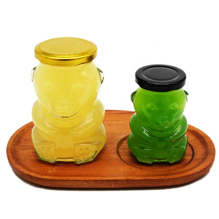Special Glass Bear Shaped Jar with Metal Lug